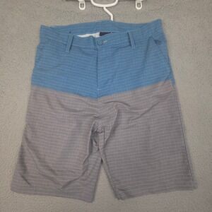 Burnside Mens Hybrid Board Shorts Size 34‎ Blue Gray Colorblock Grid Pattern